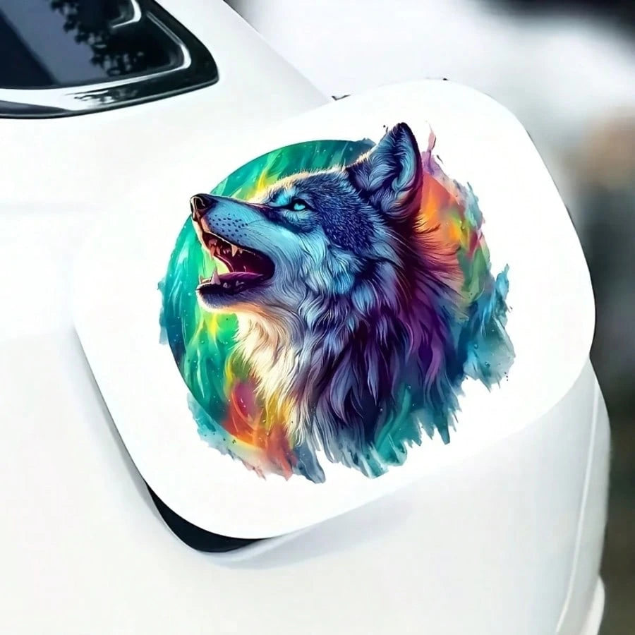 6inch Roaring Wolf Glitter Theme Pattern High-Quality Waterproof Vinyl Sticker, Car Sticker, Suitable For Cars, Laptops, Water Bottles, Trucks, Mobile Phones, Motorcycles, Windows, Walls, And Cups