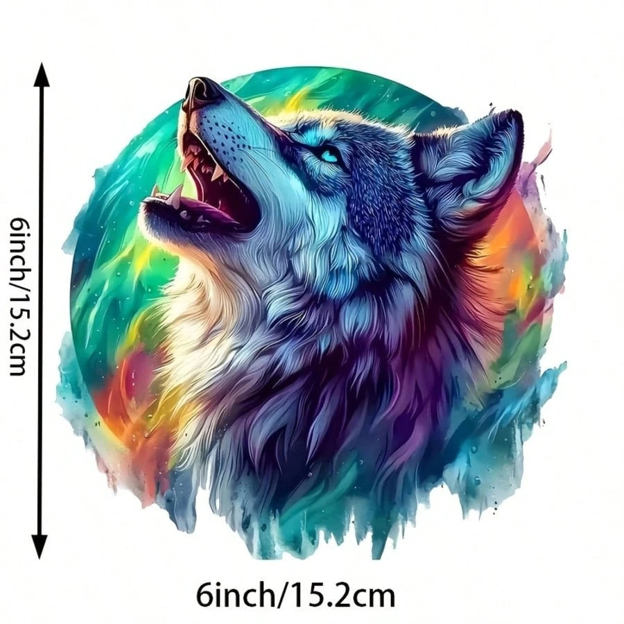 6inch Roaring Wolf Glitter Theme Pattern High-Quality Waterproof Vinyl Sticker, Car Sticker, Suitable For Cars, Laptops, Water Bottles, Trucks, Mobile Phones, Motorcycles, Windows, Walls, And Cups