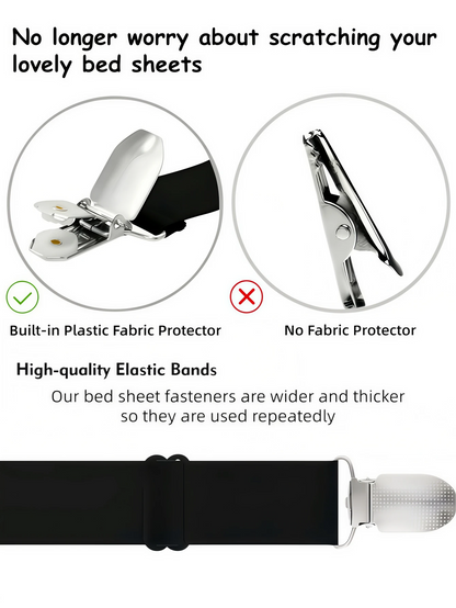 6PCS Bed Sheet Straps, Fitted Bed Sheet Fastener Clips, Adjustable Crisscross Bed Sheet Holder Straps For Corners, Mattress Sheet Suspender Grippers, Bedding Accessories, Black
