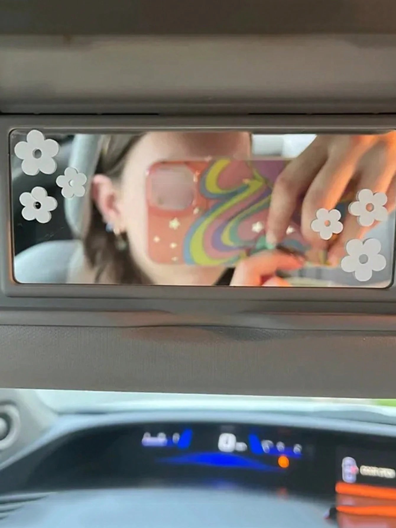 6pcs Car Rear View Mirror Sticker Decor With Plant & Flower Pattern