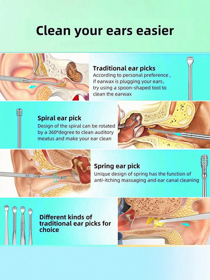 6Pcs Ear Cleaning Tool Stainless Steel Ear Pick Kit &1Pc Storage Bag Earwax Remover Tool, Living Room Home Bedroom Bathroom House Decor, Travel Stuff, Wedding, Party, Birthday, Gifts For Men Mom Dad F