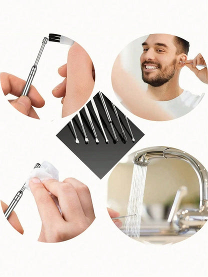 6Pcs Ear Cleaning Tool Stainless Steel Ear Pick Kit &1Pc Storage Bag Earwax Remover Tool, Living Room Home Bedroom Bathroom House Decor, Travel Stuff, Wedding, Party, Birthday, Gifts For Men Mom Dad F