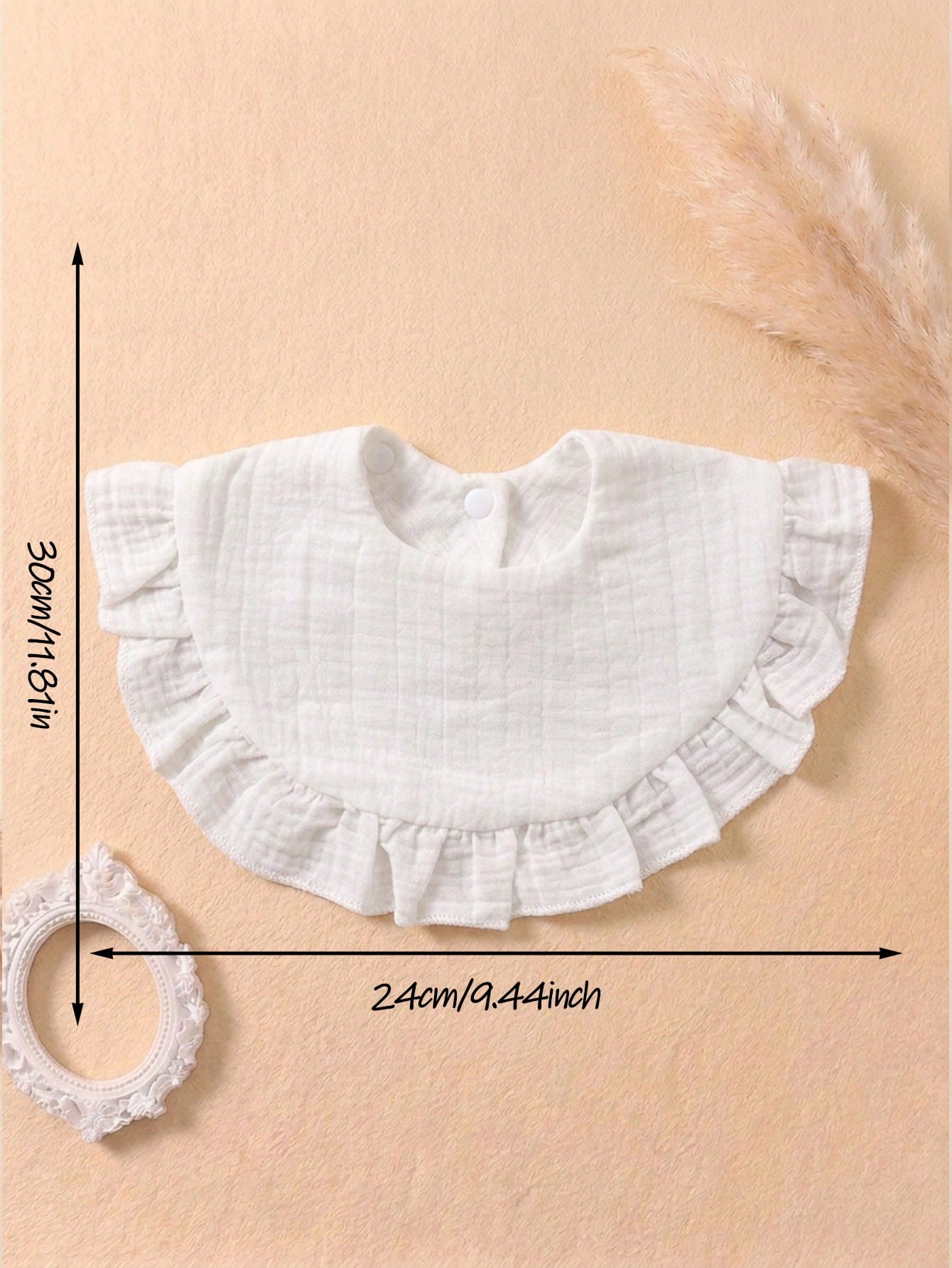 6PCS Early Spring/Summer Pure Cotton Ruffle Design Snap Button Baby Bibs, Soft Skin-Friendly Infant Drool Bibs, Multi-Purpose Towels Suitable For Daily Use In All Seasons