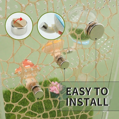 6pcs Jumping Spider Mushroom Platform With Round Transparent Hideout, Transparent Ball Grass Cave, Mesh Moss Vine, Reptile Fence Accessories, Reptile Resting And Exploration Platform, Perfect Habitat