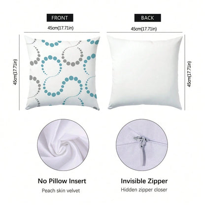 6pcs Minimalist Daily Blue Geometric Home Sweet Cushion Covers, Single-Sided Printed Skin-Friendly Peach Skin Fabric, 45*45/50*50*40*40CM Pillow Covers Suitable For Indoor Decor Party Decoration, Deco