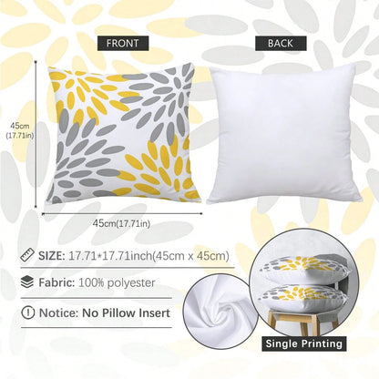 6pcs Modern Minimalist Yellow Gray Geometric Floral "Home Sweet Home & Love Lives Here" Printed Cushion Cover [No Pillow Insert], 17.7*17.7in(45*45cm)/19.69*19.69in(50*50cm)/15.75*15.75in(40*40cm), [S