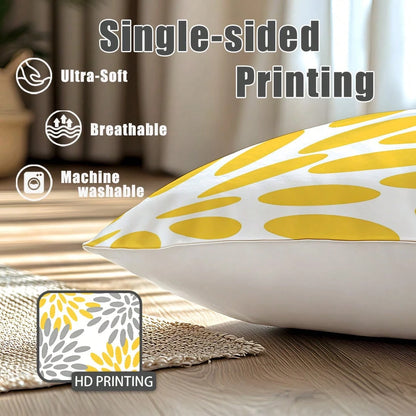 6pcs Modern Minimalist Yellow Gray Geometric Floral "Home Sweet Home & Love Lives Here" Printed Cushion Cover [No Pillow Insert], 17.7*17.7in(45*45cm)/19.69*19.69in(50*50cm)/15.75*15.75in(40*40cm), [S