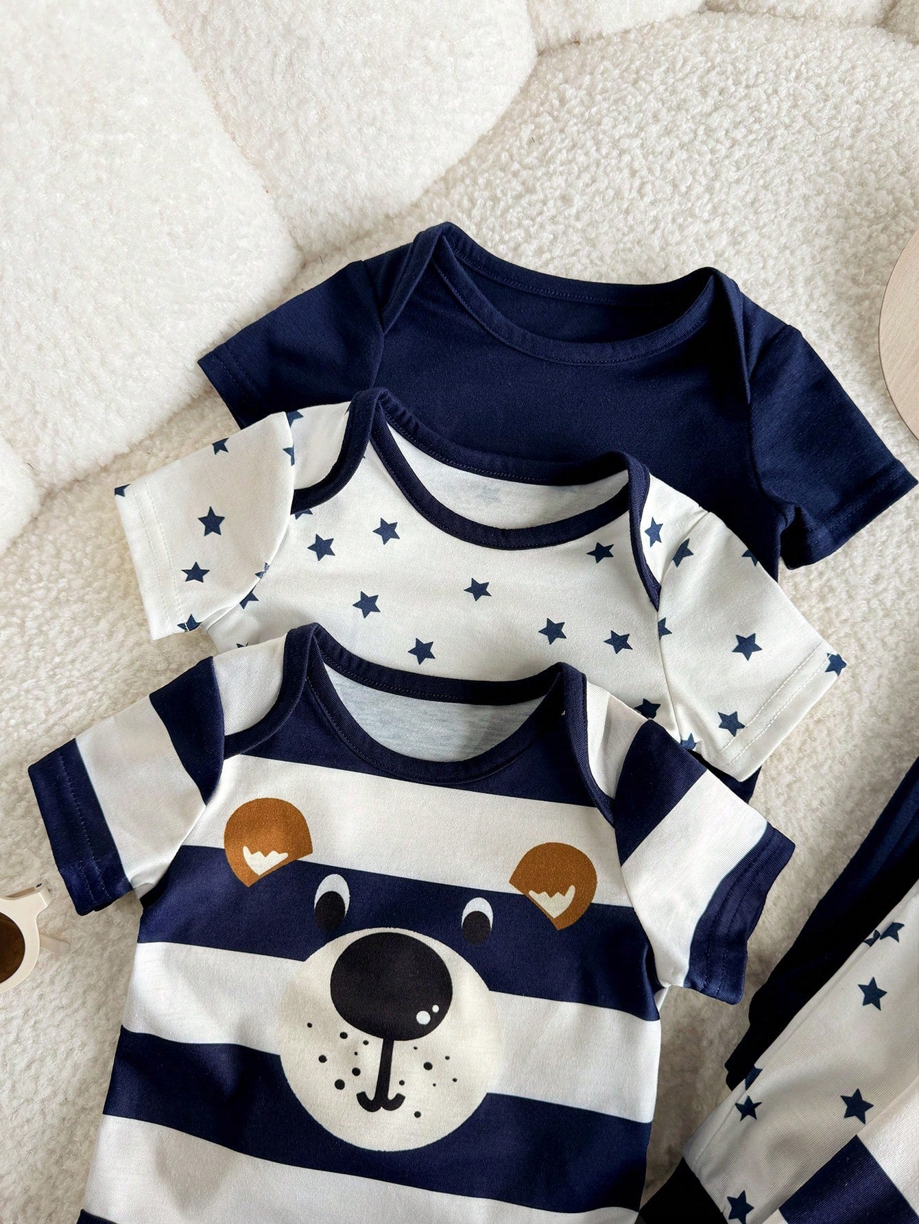 6pcs Newborn Baby Boy Summer Cute Cartoon Star Print Short Sleeve Romper & Pants Set