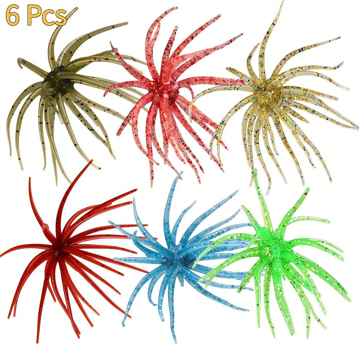 6Pcs Sea Urchin Soft Fishing Lures, TPE Lifelike Round Floating Baits In Multiple Colors.Dynamic Swimming Design, Practical Tackle Supplies For Anglers And Fishing Gear Collection