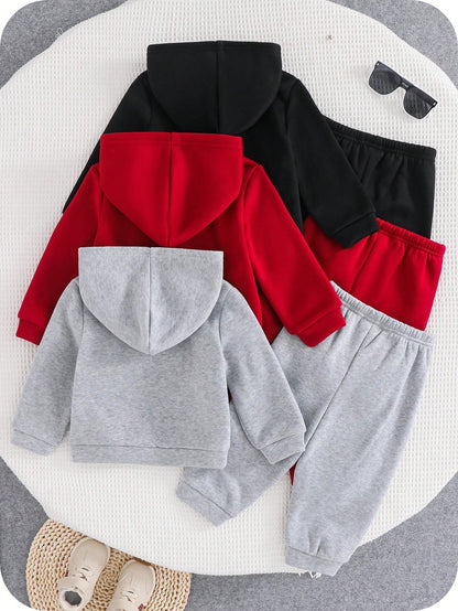 6pcs/Set Baby Boy/Girl Cute Casual Light Grey Winter Tracksuit,Knit Letter Print Hoodie And Jogger Pants Set,Unisex Clothes For Back-To-School,Date
