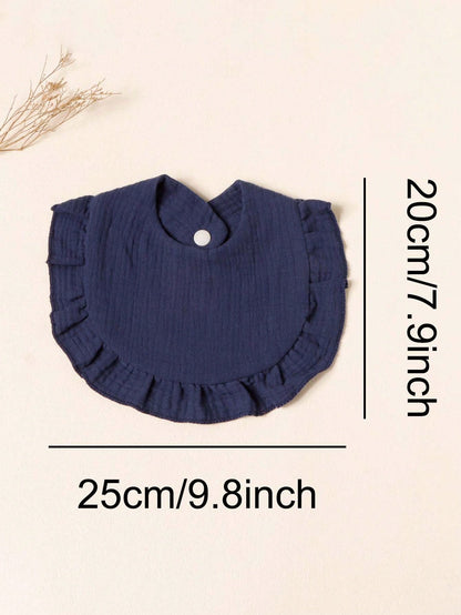 6pcs/Set Soft & Breathable Baby Bibs With Cute Solid Color Ruffle Edges, Suitable For Daily Use