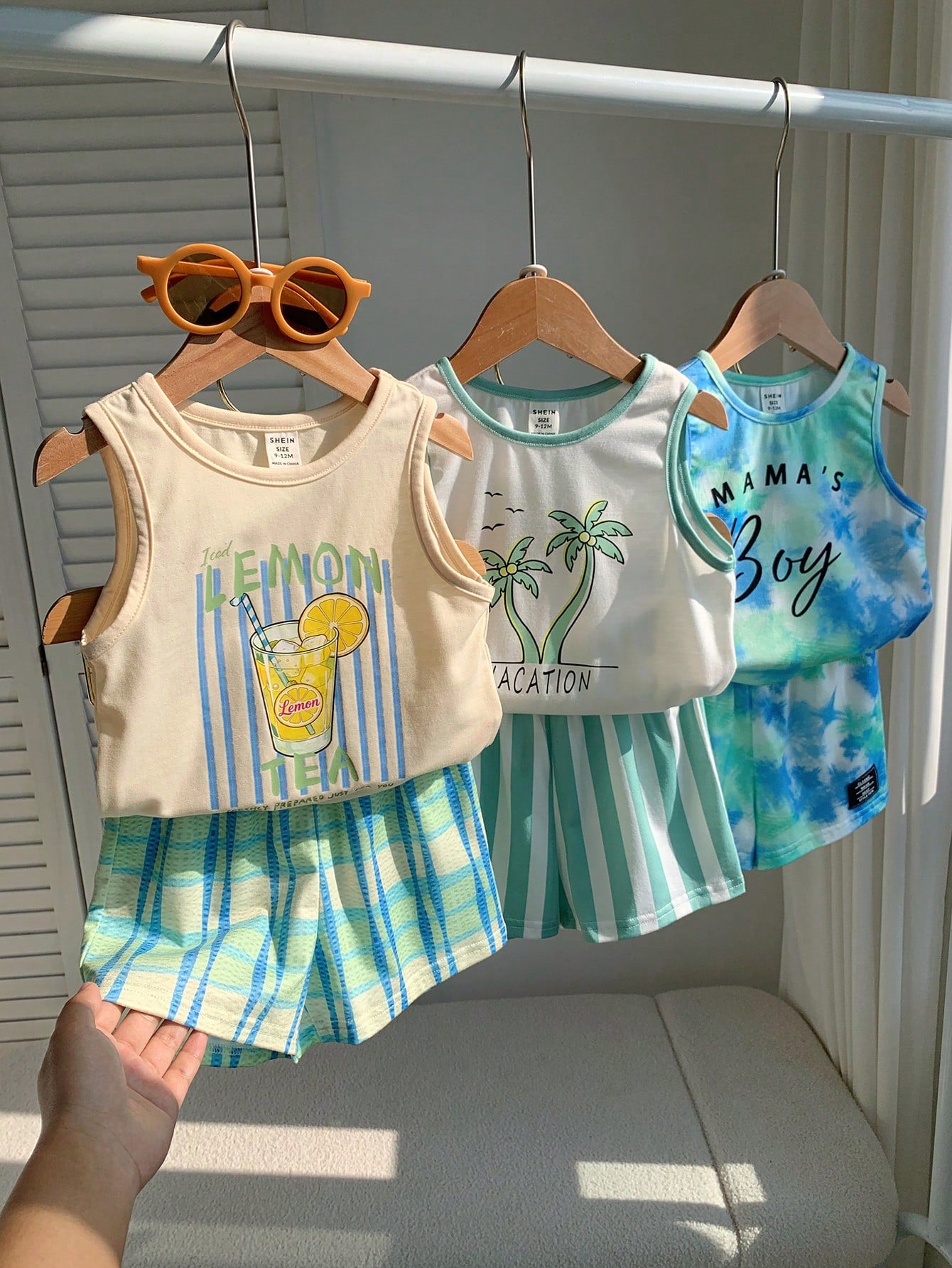 6pcs Unisex Baby/Toddler Boy Casual Cute Vacation Style Vest Top And Shorts Set, Baby Boy Outfit Sets, Baby Boy Summer Clothes