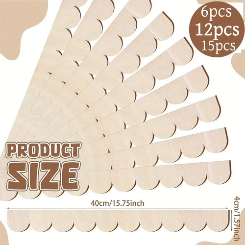6pcs Wavy Wooden Decorative Strips, Wooden Wavy Edge Decorative Strips, Fan-Shaped Wavy Edge Wooden Decorative Strips, Suitable For Decorating Door/Window Frames, Cabinet DIY, Furniture Edges, Adding