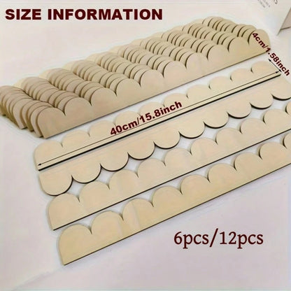 6pcs Wavy Wooden Decorative Strips, Wooden Wavy Edge Decorative Strips, Fan-Shaped Wavy Edge Wooden Decorative Strips, Suitable For Decorating Door/Window Frames, Cabinet DIY, Furniture Edges, Adding