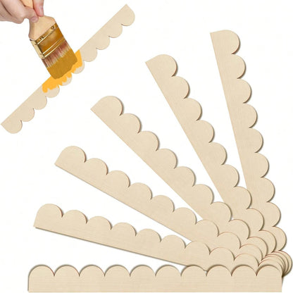 6pcs Wavy Wooden Decorative Strips, Wooden Wavy Edge Decorative Strips, Fan-Shaped Wavy Edge Wooden Decorative Strips, Suitable For Decorating Door/Window Frames, Cabinet DIY, Furniture Edges, Adding