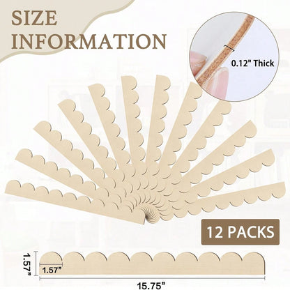 6pcs Wavy Wooden Decorative Strips, Wooden Wavy Edge Decorative Strips, Fan-Shaped Wavy Edge Wooden Decorative Strips, Suitable For Decorating Door/Window Frames, Cabinet DIY, Furniture Edges, Adding