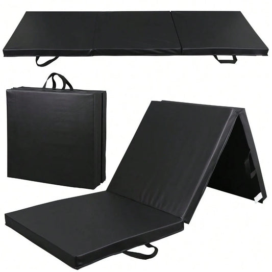 6x2 Folding Gym Mat Exercise Mat 2" Thick Gymnastics Tumbling Mat For Yoga Black