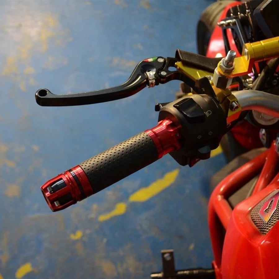 7/8" 22mm CNC Adjustable Aluminum Alloy Gold Rubber Motorcycle Street Racing Handlebar Grip, Multiple Colors Available