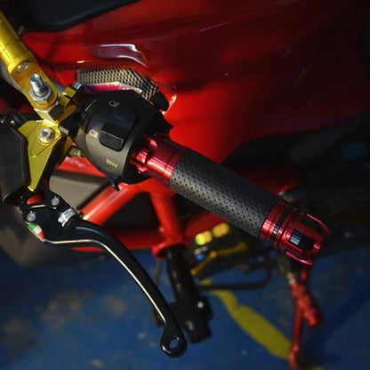 7/8" 22mm CNC Adjustable Aluminum Alloy Gold Rubber Motorcycle Street Racing Handlebar Grip, Multiple Colors Available