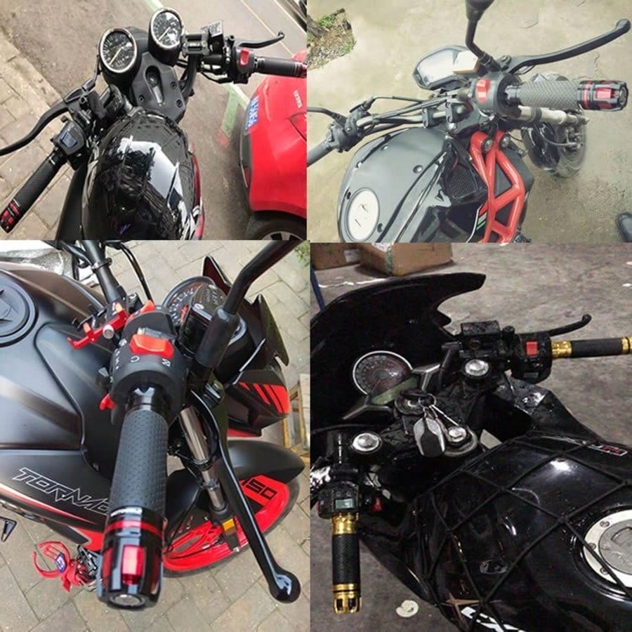 7/8" 22mm CNC Adjustable Aluminum Alloy Gold Rubber Motorcycle Street Racing Handlebar Grip, Multiple Colors Available