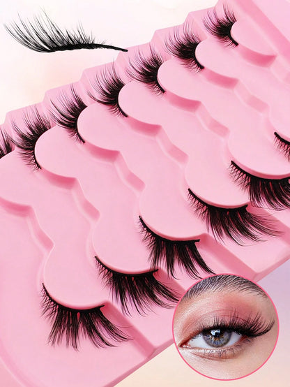 7 Pairs 15mm Cat Eye Effect Semi-Permanent Eyelashes, Extended Outer Corner, Natural Look