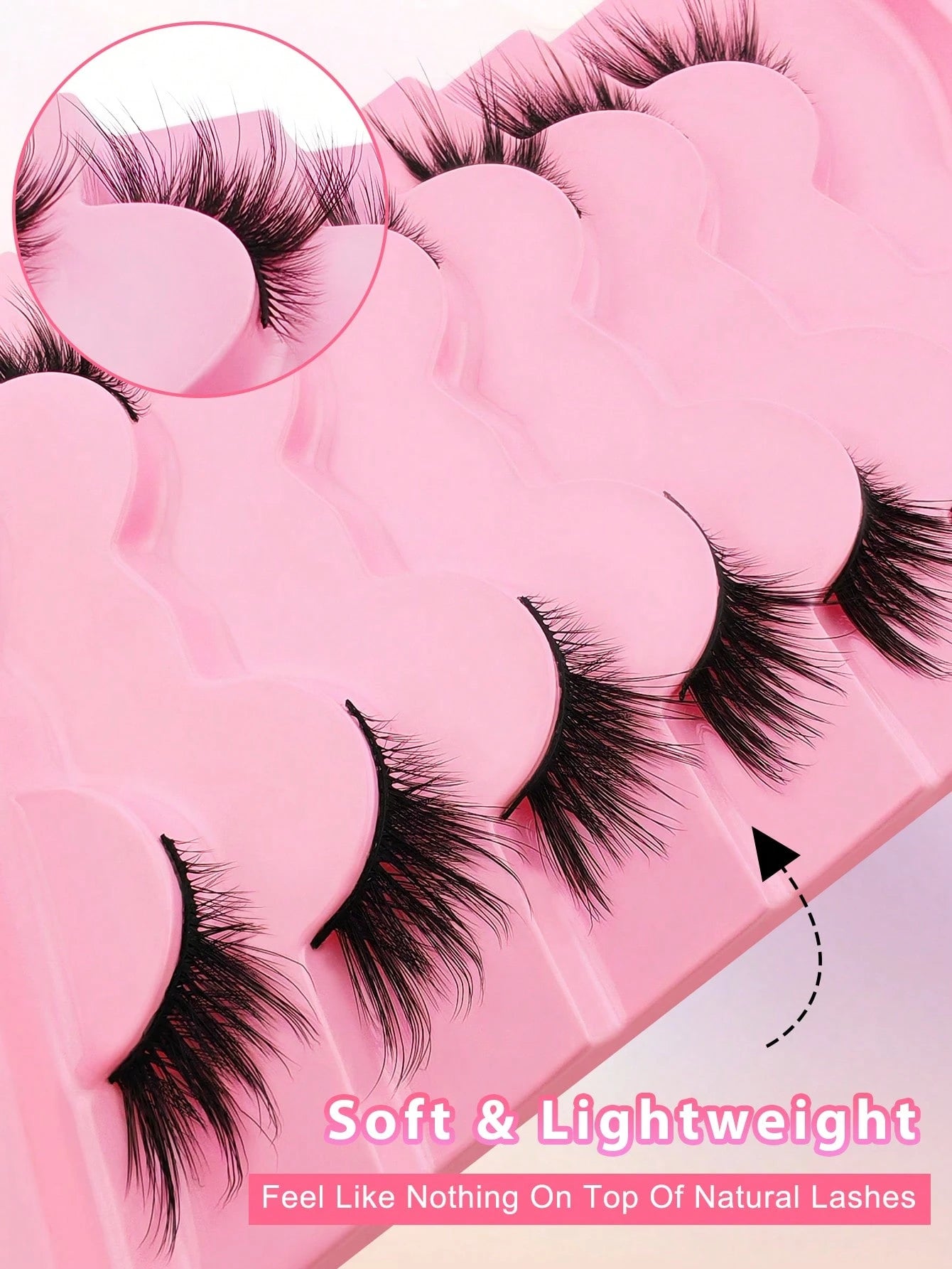 7 Pairs 15mm Cat Eye Effect Semi-Permanent Eyelashes, Extended Outer Corner, Natural Look