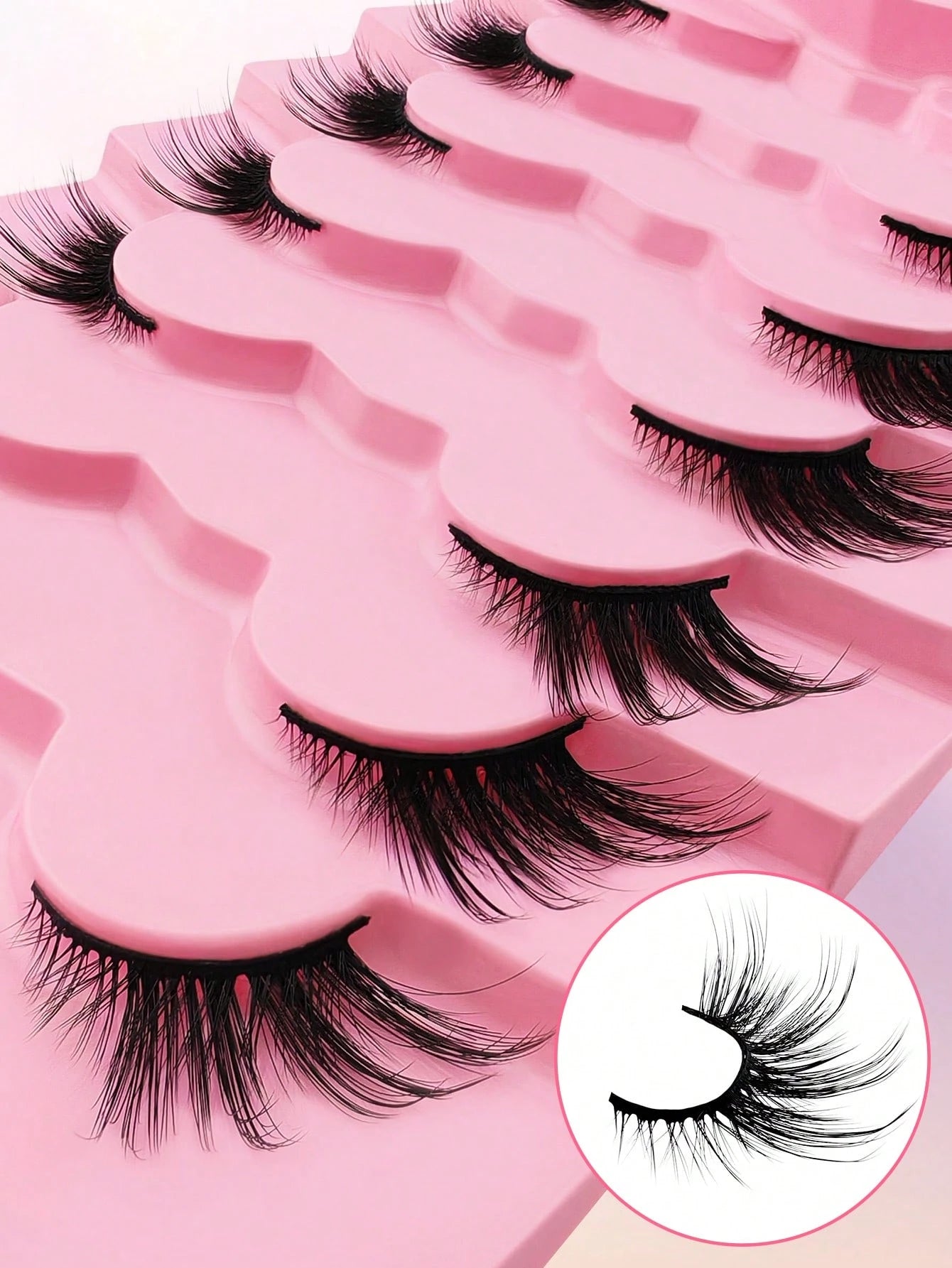 7 Pairs 15mm Cat Eye Effect Semi-Permanent Eyelashes, Extended Outer Corner, Natural Look