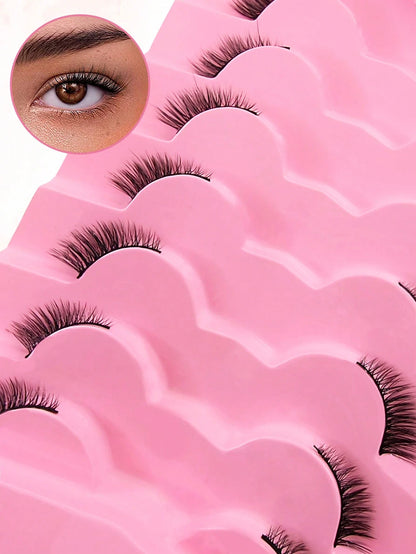 7 Pairs 15mm Cat Eye Effect Semi-Permanent Eyelashes, Extended Outer Corner, Natural Look