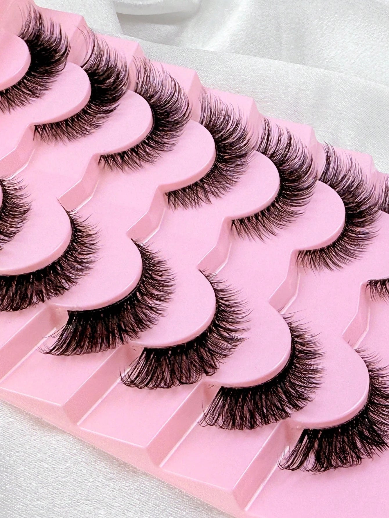 7 Pairs Cat Eye 3D Faux Mink False Eyelashes Natural Look Long Clear Band Lashes Winged End Eye Elongated Eyelashes- Cat Eye Style For Full Strip Eye Lengthening