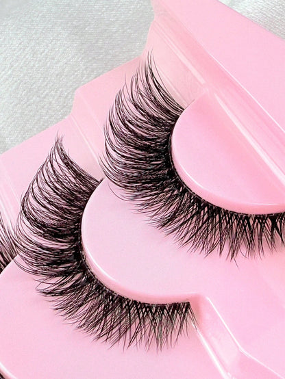 7 Pairs Cat Eye 3D Faux Mink False Eyelashes Natural Look Long Clear Band Lashes Winged End Eye Elongated Eyelashes- Cat Eye Style For Full Strip Eye Lengthening
