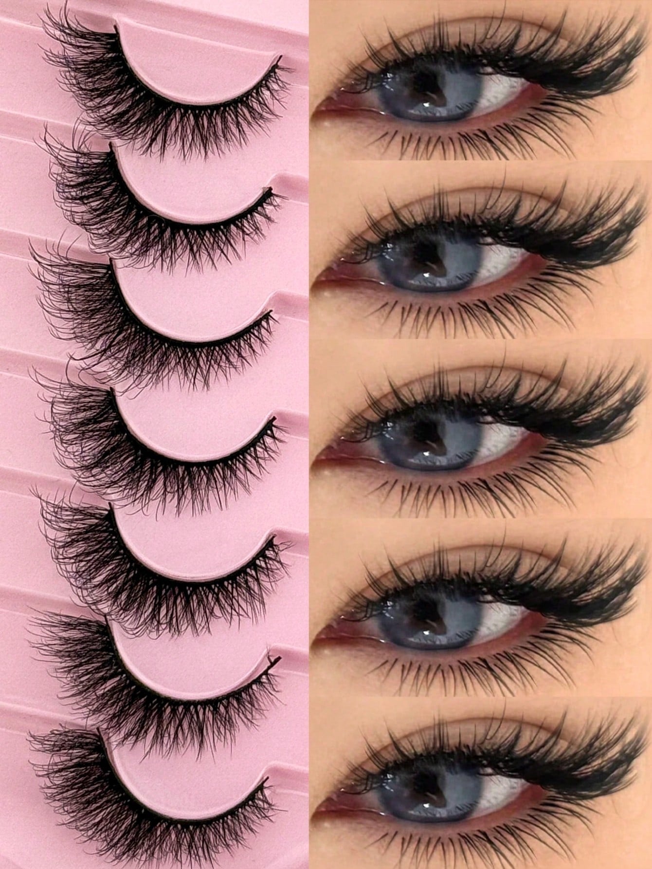 7 Pairs Of Cat-Eye False Eyelashes, Fluffy 3D Messy Natural Long Soft Winged End Eyeliner Lengthened Imitation Mink False Eyelashes, Reusable, Suitable For Daily Life, Weddings, Dates, Parties, Music