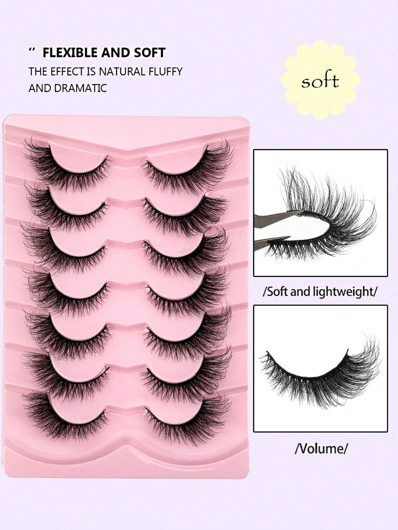 7 Pairs Of Cat-Eye False Eyelashes, Fluffy 3D Messy Natural Long Soft Winged End Eyeliner Lengthened Imitation Mink False Eyelashes, Reusable, Suitable For Daily Life, Weddings, Dates, Parties, Music