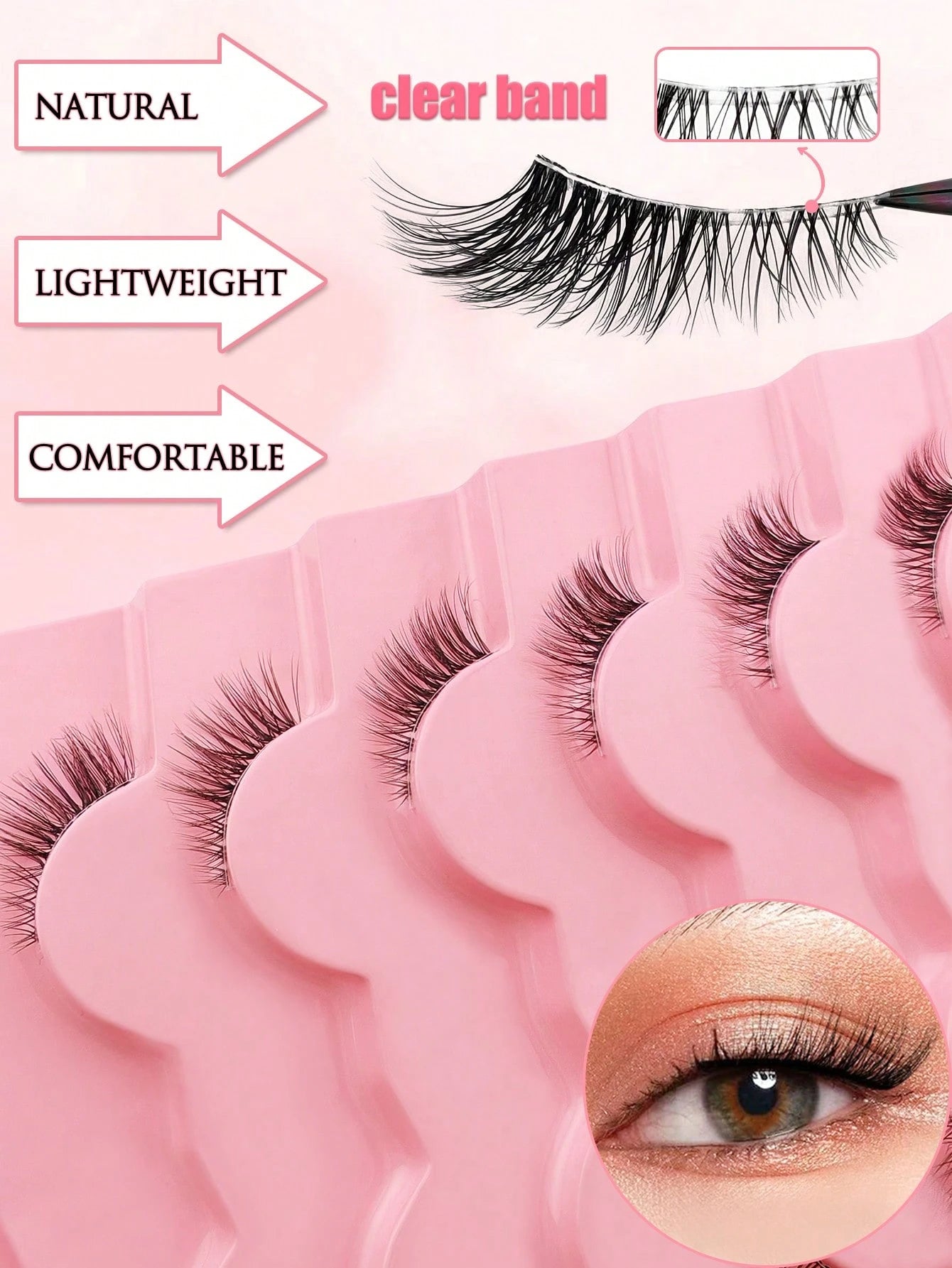 7 Pairs Of Half-Strip False Eyelashes, Natural Makeup Effect, Transparent Lash Bands, Lightweight & Fluffy, Create Cat Eye Makeup, Natural Short Accent False Lashes, Outer Corner Lashes, 3/4 False Las