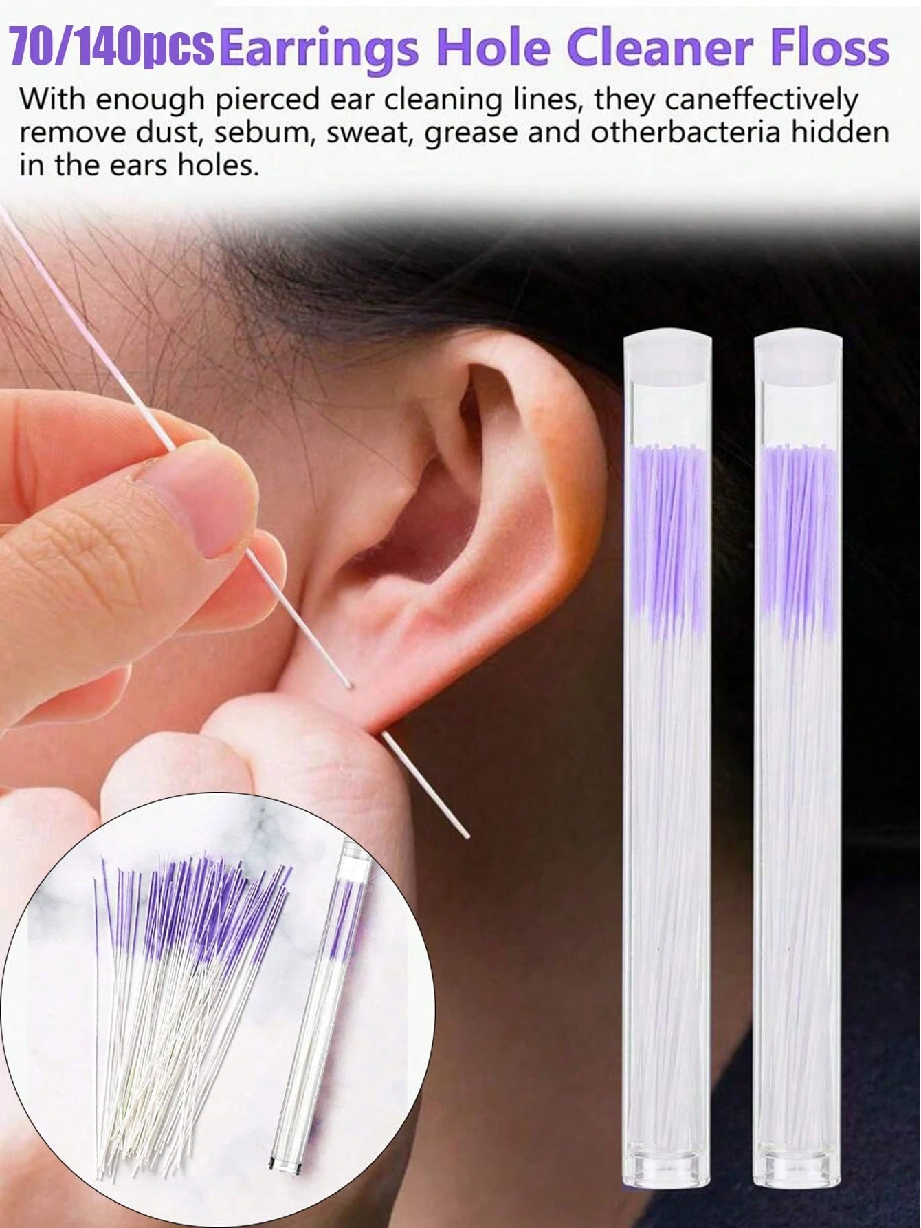 70pcs/140pcs/160pcs Yellow, Blue, Green, Rose Red And Purple Ear Canal Cleaning Lines, Suitable For Men And Women To Clean Ear Canal Dirt. Daily Necessities, Small Family Gifts And Surprises,School,Ba