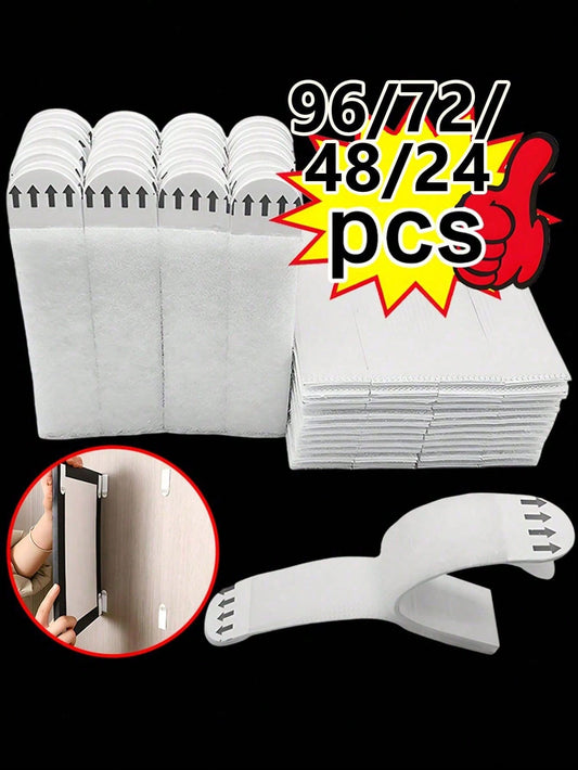 72pcs Heavy Duty Adhesive Strips| No-Drill Damage-Free Hooks, Double-Sided Tape Suitable For Smooth Surfaces, Removable Strong Fixation For Photos, Christmas Decorations And Wall Art, Polyamide Mater