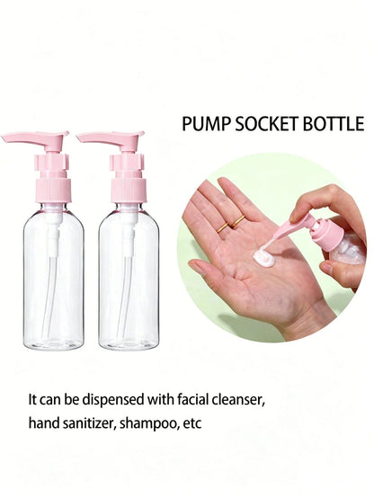 7pcs Refillable Travel Cosmetic Bottle Set, Portable Toiletry Bag Set, Includes Spray Bottle, Lotion Bottle, Shampoo Bottle, Cream Bottle, Empty Bottle, Portable Accessory Storage Bag