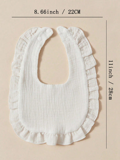 7pcs/Set Baby Bibs With Lace Trim, Pure Cotton Soft Fabric, Solid Colors In Pink Tones,Baby Gift.
