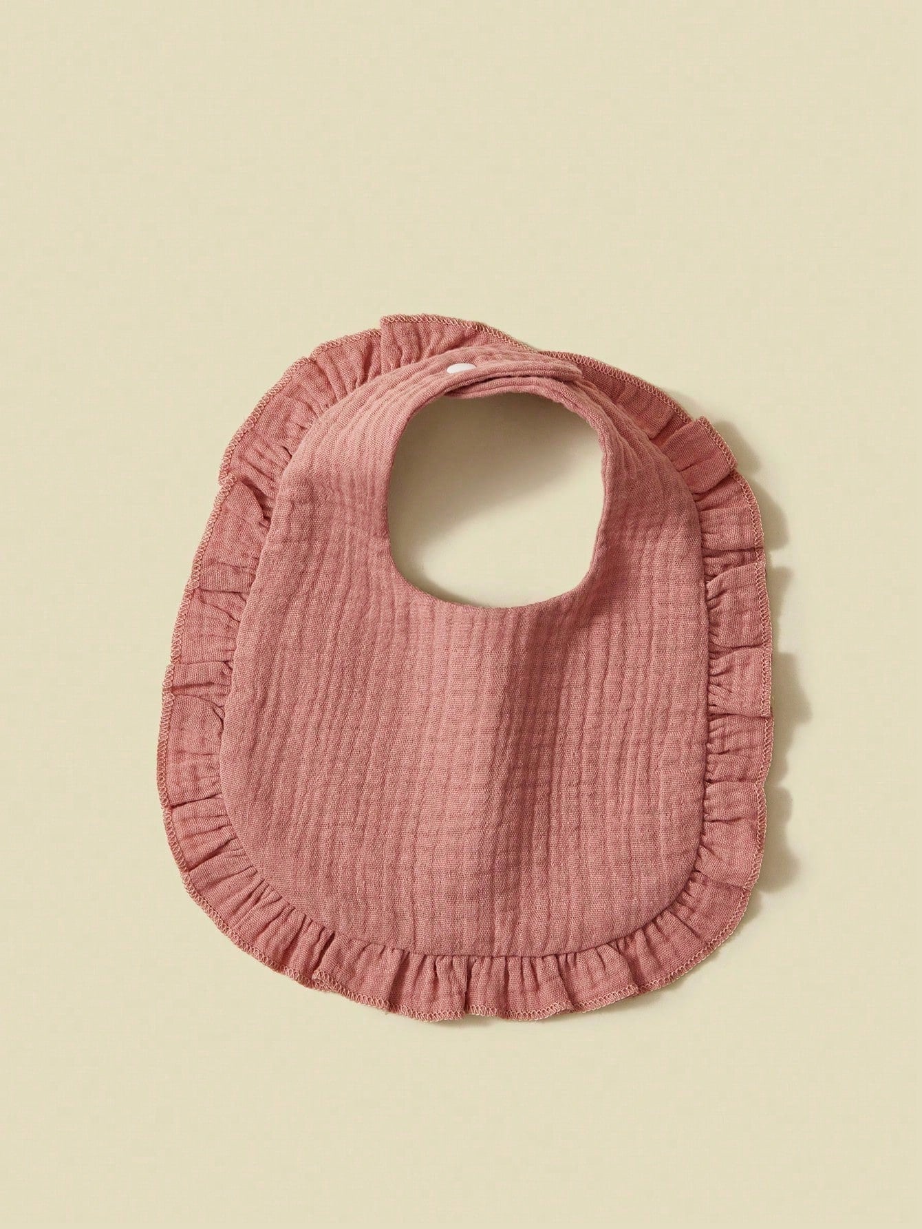 7pcs/Set Baby Bibs With Lace Trim, Pure Cotton Soft Fabric, Solid Colors In Pink Tones,Baby Gift.