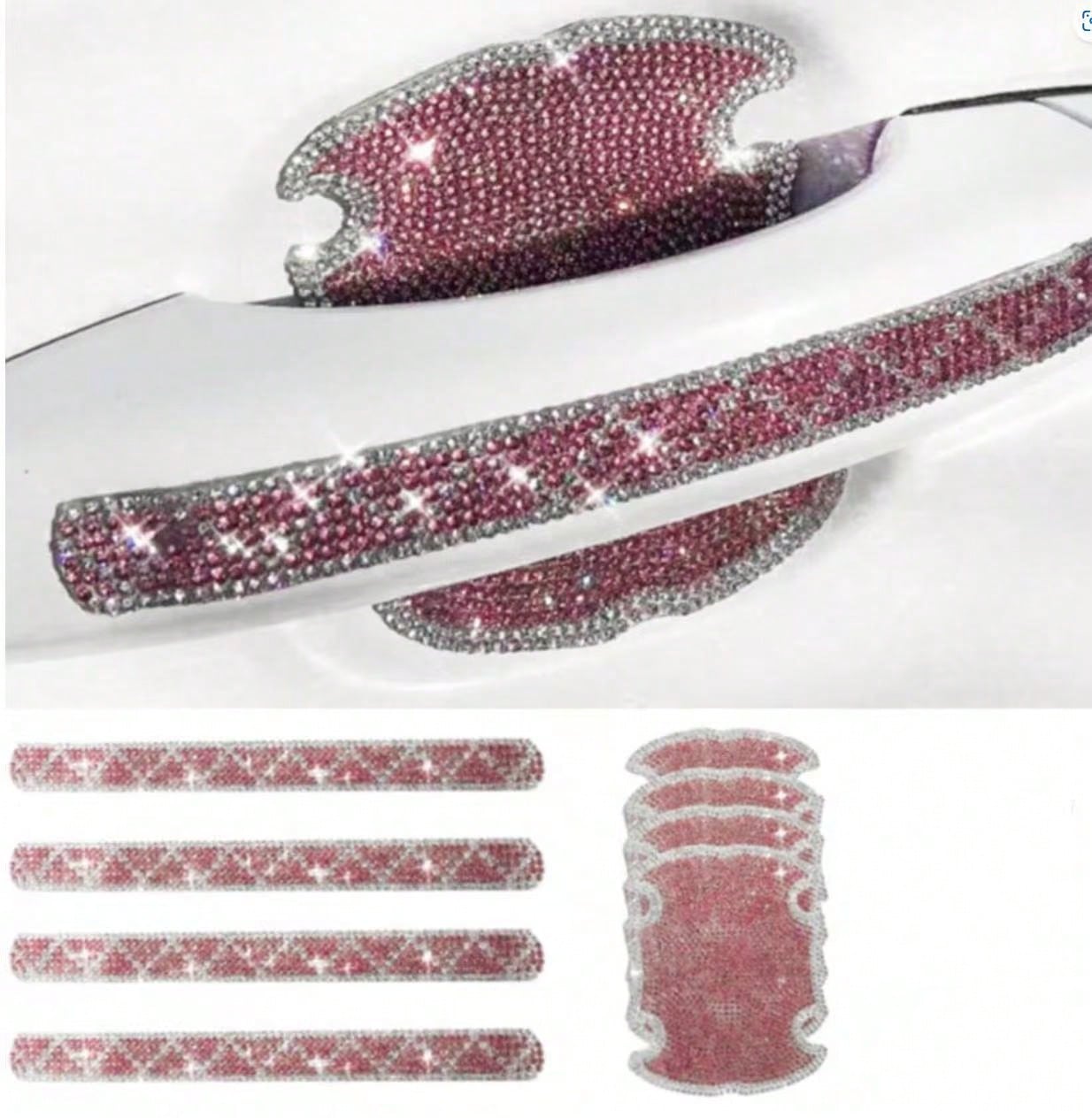 8 PCS Car Door Handle Protectors, Shiny Rhinestone Auto Door Bowl Sticker, Waterproof Anti-Scratch Car Handle Protective Sticker, Universal For Vehicles