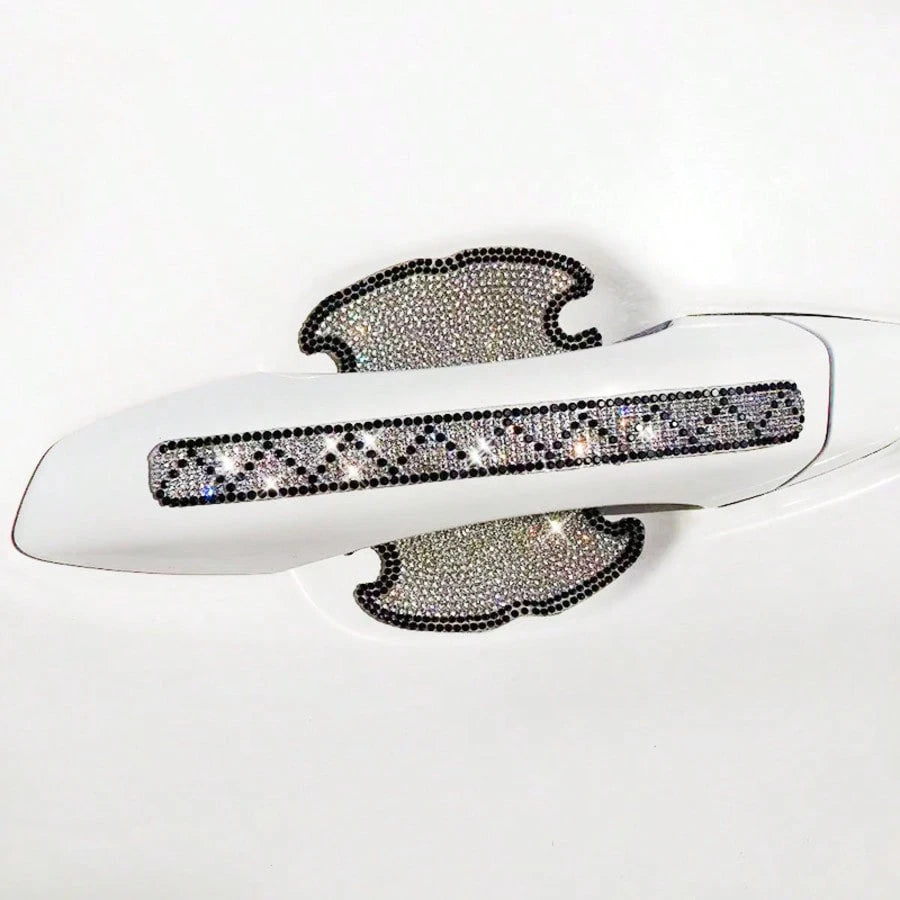 8 PCS Car Door Handle Protectors, Shiny Rhinestone Auto Door Bowl Sticker, Waterproof Anti-Scratch Car Handle Protective Sticker, Universal For Vehicles