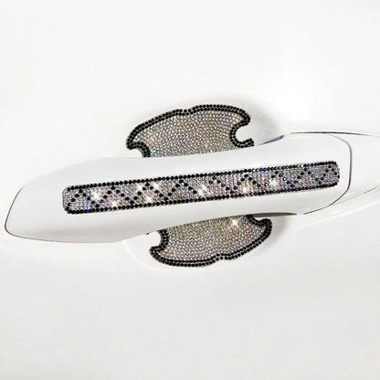 8 PCS Car Door Handle Protectors, Shiny Rhinestone Auto Door Bowl Sticker, Waterproof Anti-Scratch Car Handle Protective Sticker, Universal For Vehicles
