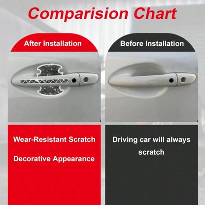8 PCS Car Door Handle Protectors, Shiny Rhinestone Auto Door Bowl Sticker, Waterproof Anti-Scratch Car Handle Protective Sticker, Universal For Vehicles