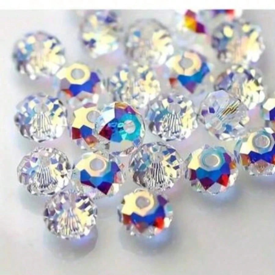 80pcs 8mm Austrian High Quality Shiny Flat Colorful Beads With Holes, Suitable For DIY Bracelets And Phone Accessories