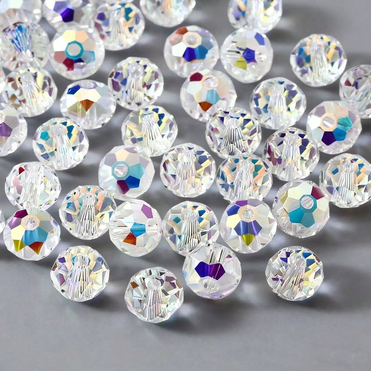 80pcs 8mm Austrian High Quality Shiny Flat Colorful Beads With Holes, Suitable For DIY Bracelets And Phone Accessories