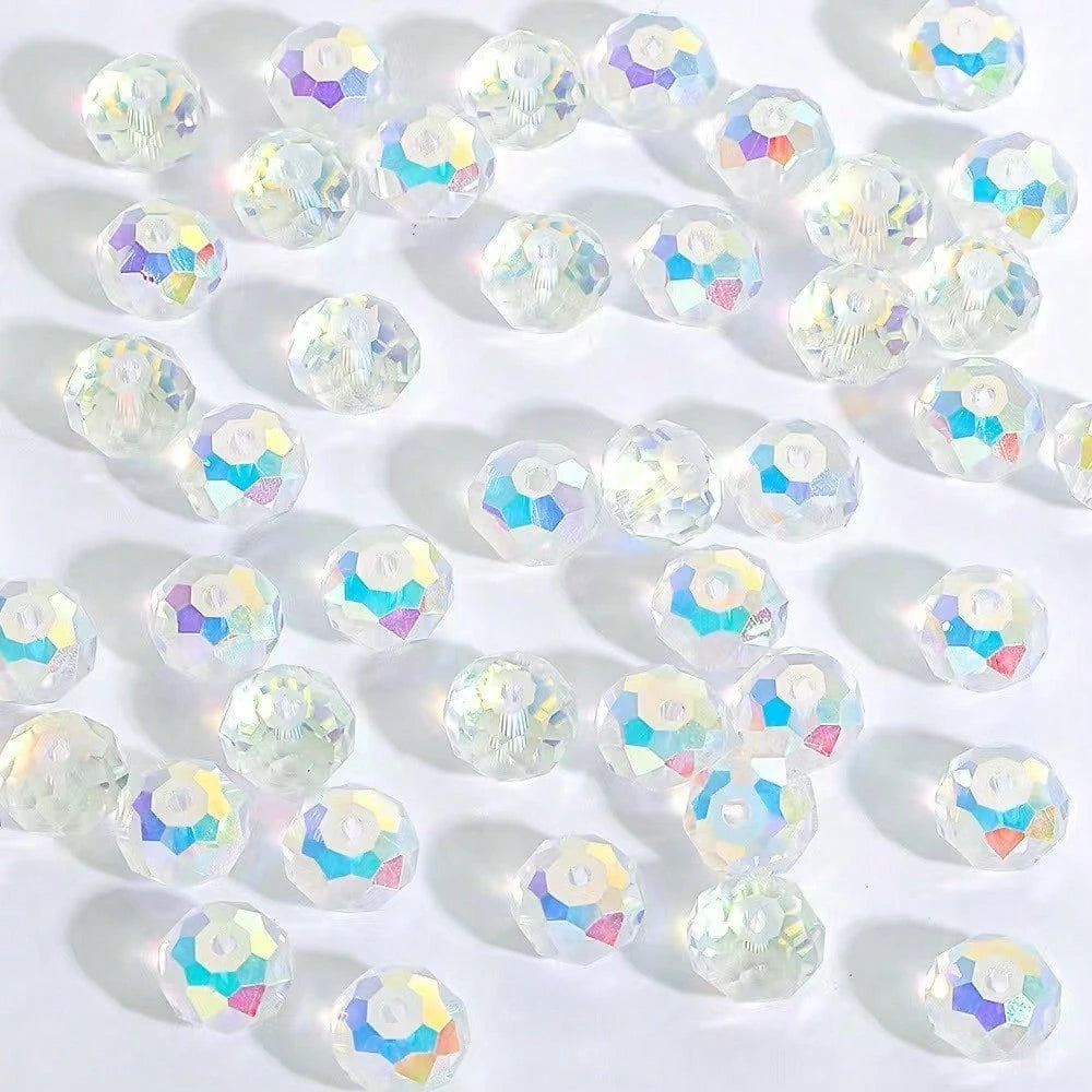 80pcs 8mm Austrian High Quality Shiny Flat Colorful Beads With Holes, Suitable For DIY Bracelets And Phone Accessories