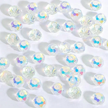80pcs 8mm Austrian High Quality Shiny Flat Colorful Beads With Holes, Suitable For DIY Bracelets And Phone Accessories