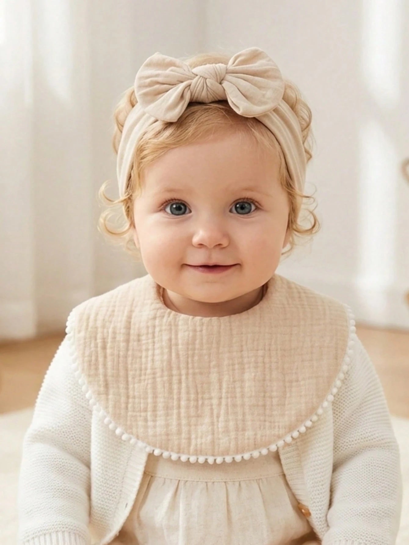 8pcs Candy Color Cotton Gauze Cute Baby Bibs, Hats Set, Suitable For Daily Use In Spring & Summer, Baby Accessories