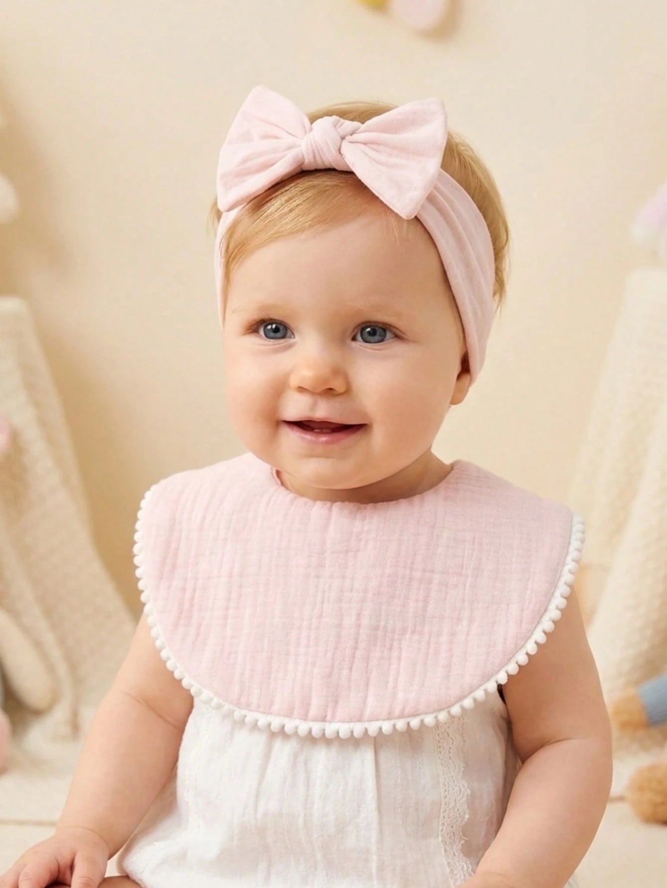 8pcs Candy Color Cotton Gauze Cute Baby Bibs, Hats Set, Suitable For Daily Use In Spring & Summer, Baby Accessories