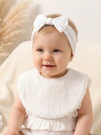 8pcs Candy Color Cotton Gauze Cute Baby Bibs, Hats Set, Suitable For Daily Use In Spring & Summer, Baby Accessories