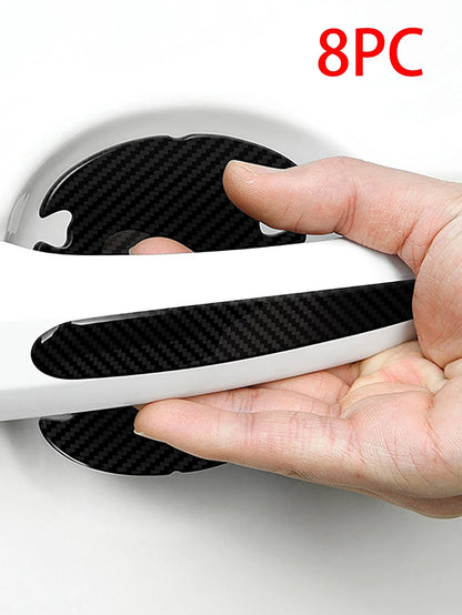 8PCS Epoxy Carbon Fiber Door Cup Handle Protector- Anti-Scratch Film Kit, Universal Fit For Auto Exterior Paint Protection| Car Accessories, Exterior Car Accessories, Car Protection Film, Auto Styli